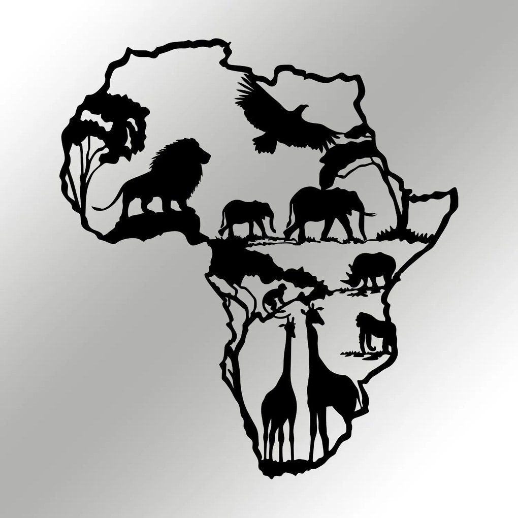 Nástenná kovová dekorácia africká 2 čierna