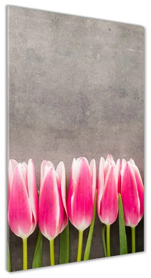 Foto obraz akrylové sklo Ružové tulipány pl-oa-70x140-f-102142486