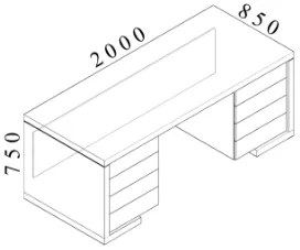 Stôl Lineart 200 x 85 cm + 2 x kontajner