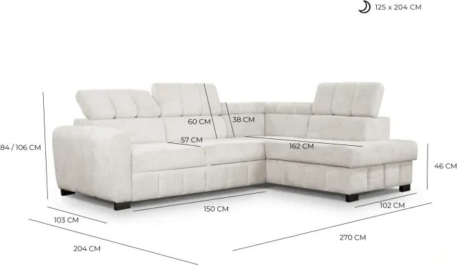 Rohová sedacia súprava Rico, pravá, sivá - aragon 90