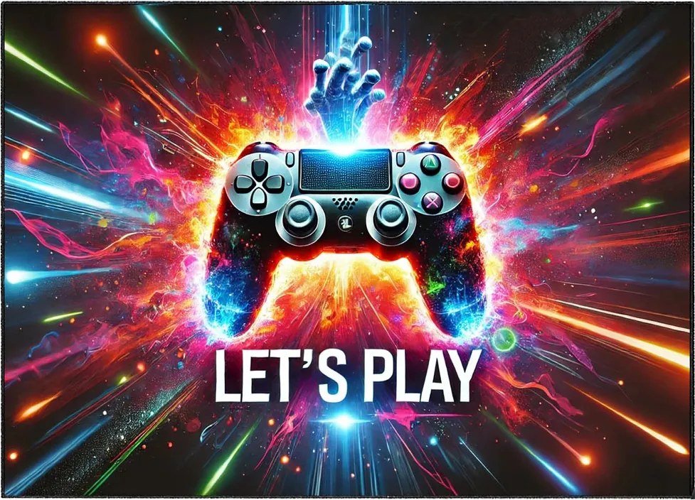 Herný koberec Play s ovládačom – gaming dizajn, nízky vlas Rozmer: 120x170 cm