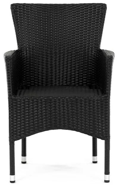 Autronic Záhradná stolička, kov, polyratan, čierna, AZC-S2117 BK