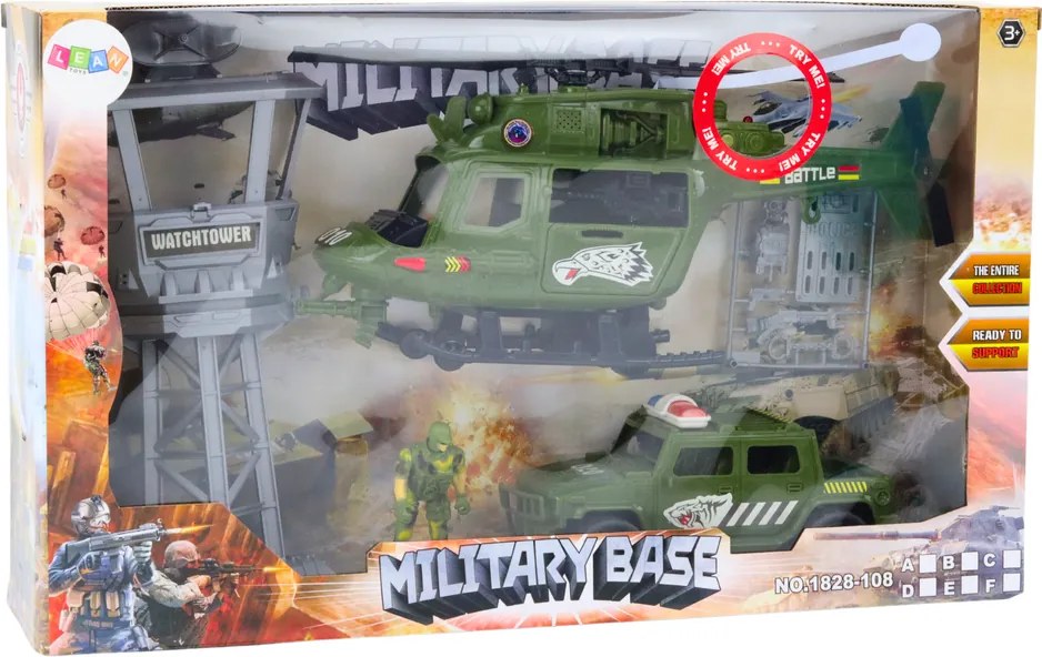 LEAN Toys Vojenský vrtuľník Súprava vojenského bojového vozidla Kontrolná veža Vojak
