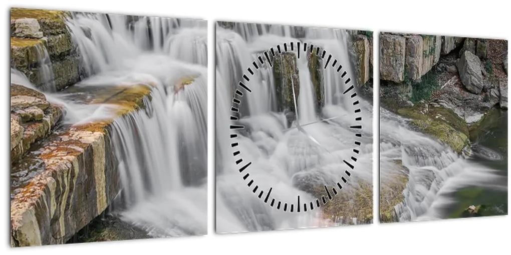 Obraz vodopádov (s hodinami) (90x30 cm)