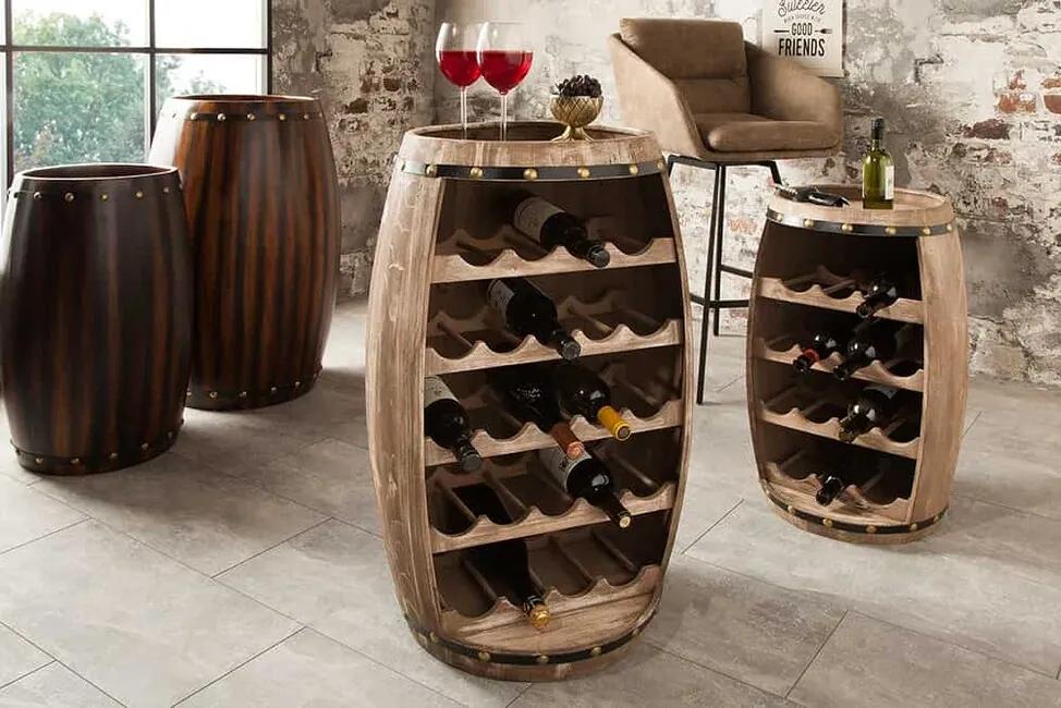 Dizajnový stojan na víno z masívu Bodega jedľa natur 80cm