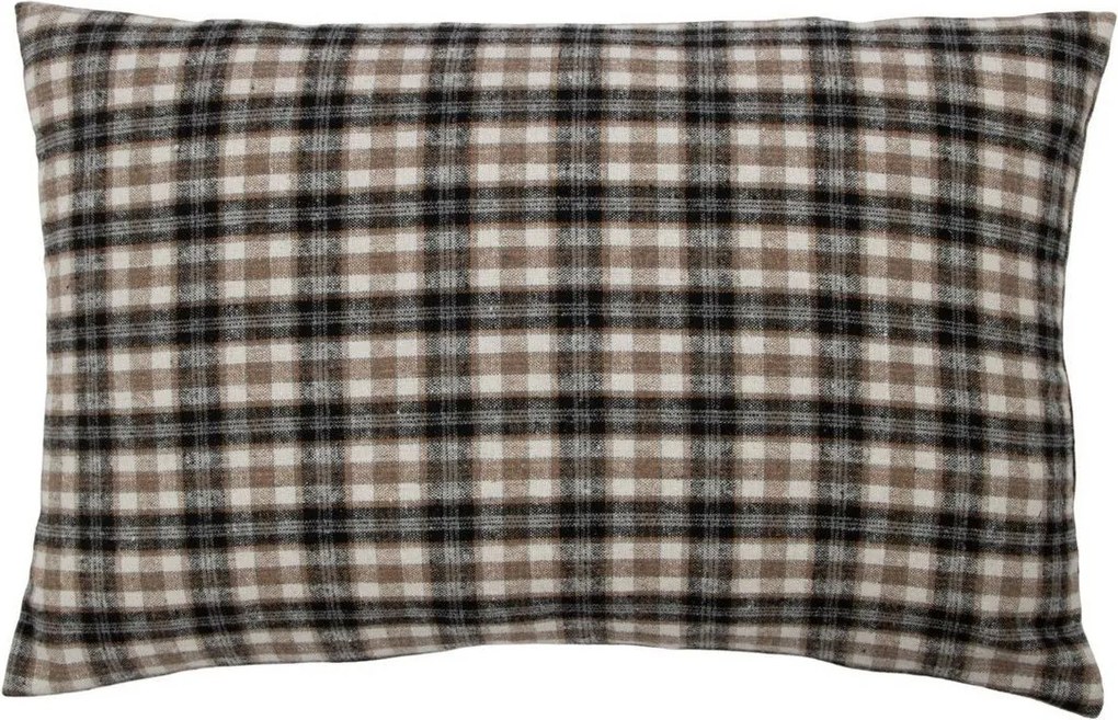 Béžovo-hnedý vankúš s motívom jeleňa a kockovaným vzorom Check Deer – 40*60*6 cm