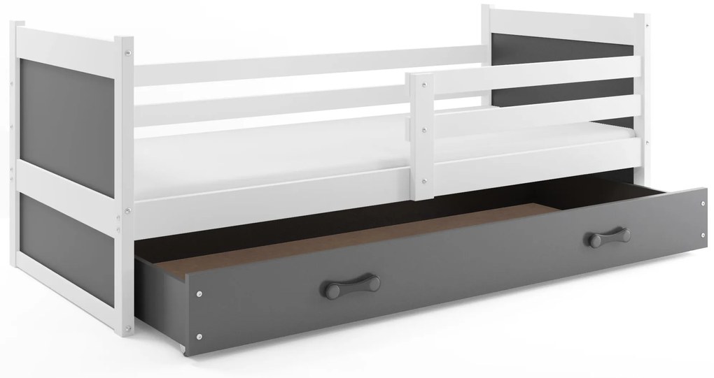 Posteľ RICO 1 200x90 biela - grafitová