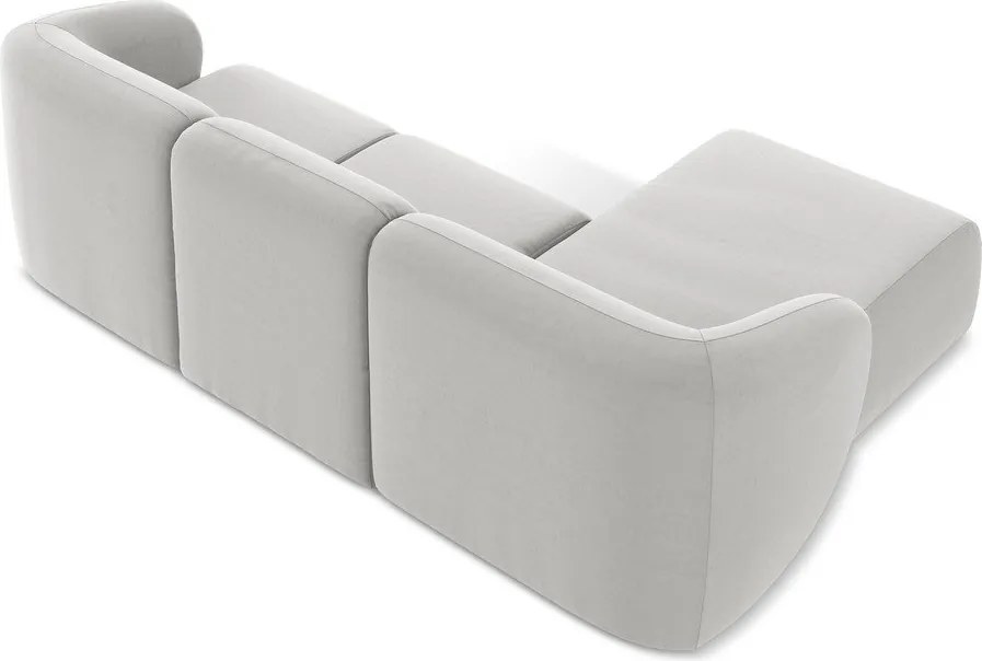 Svetlosivá zamatová rohová pohovka (ľavý roh/s leňoškou) Lani – Makamii