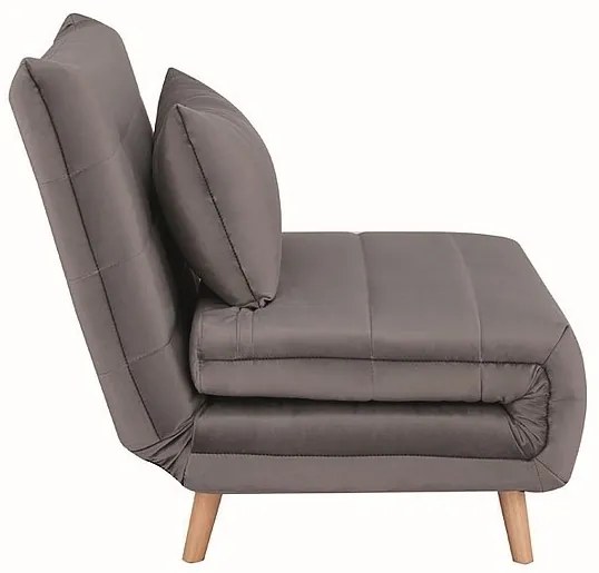 Sivé rozkladacie kreslo SPIKE VELVET