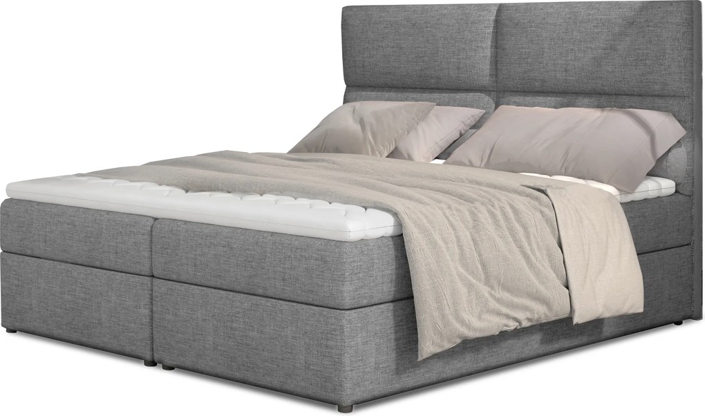 Manželská posteľ Boxspring 180 cm Amebra (sivá) (s matracmi a úl. priestorom). Akcia -17%. Vlastná spoľahlivá doprava až k Vám domov. 1025390