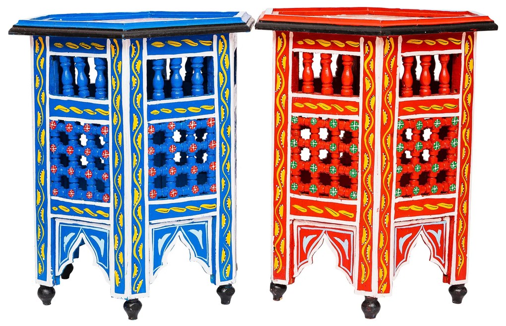 Orientálne drevené stolíky Tirra (rôzne farby)