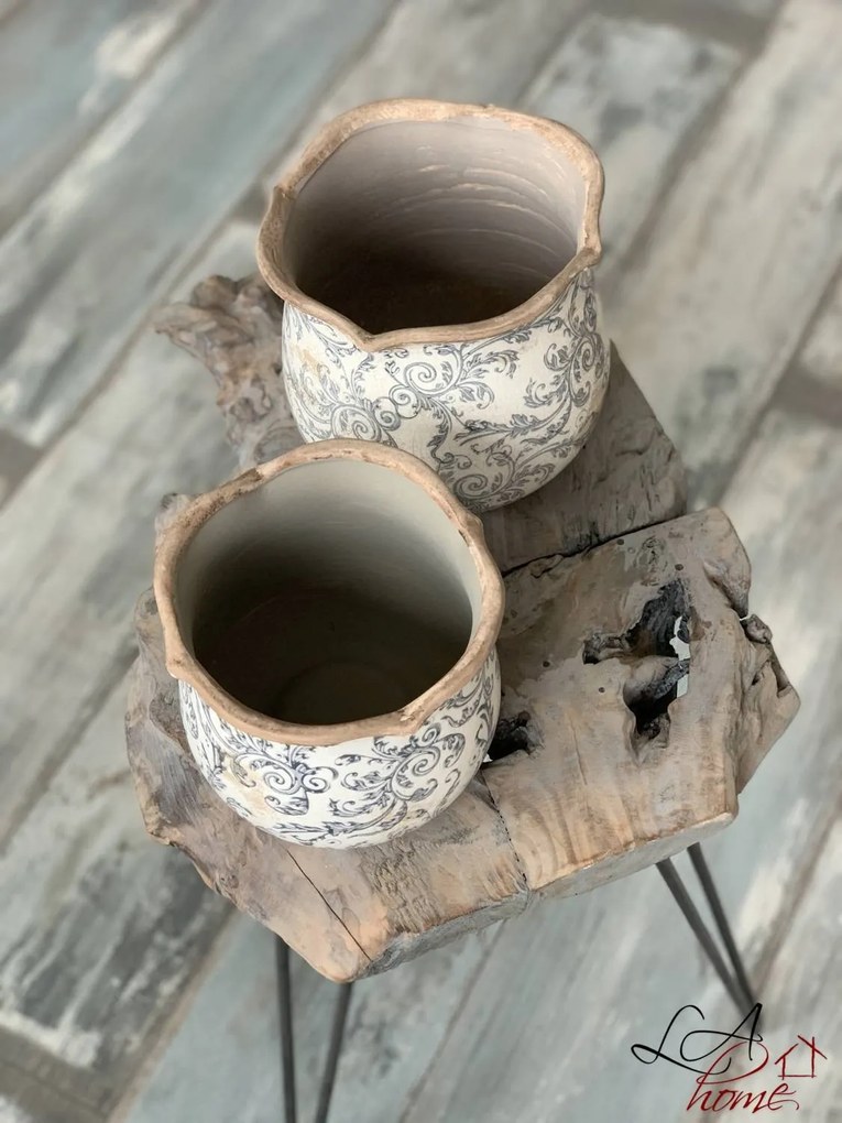 Keramický obal na kvetináč s ornamentami - Ø 18 * 17 cm