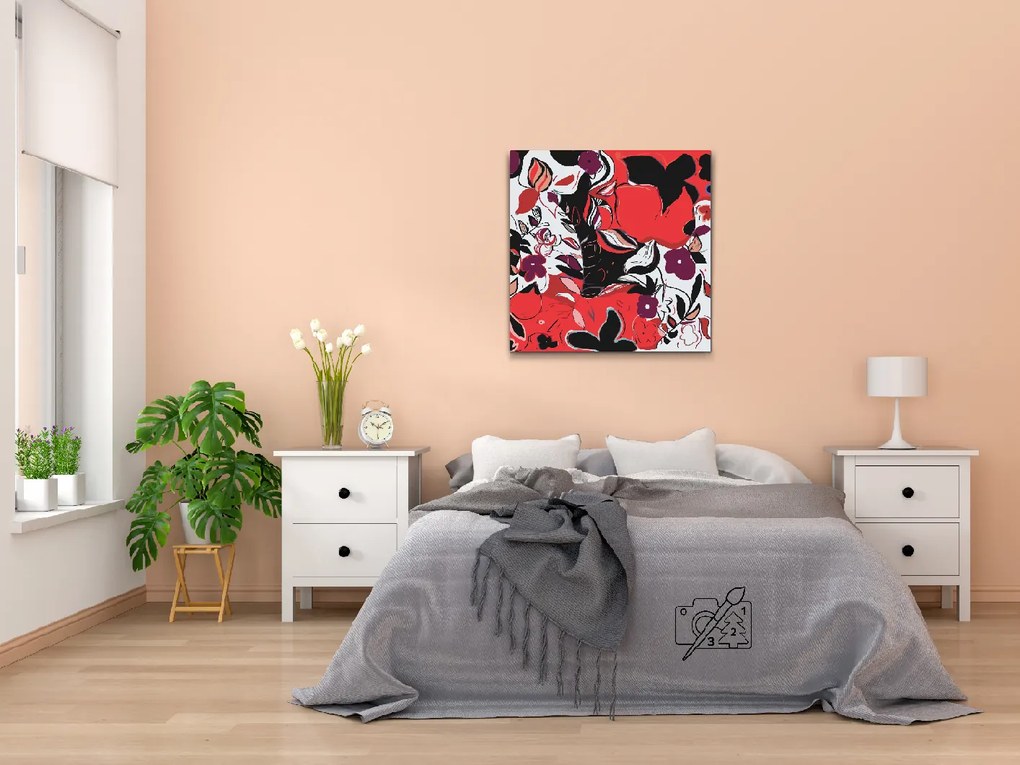 Gario Maľovanie podľa čísel Abstraktné kvety 1 Rozmery: 50 x 50 cm, Rámovanie: Iba zrolované plátno