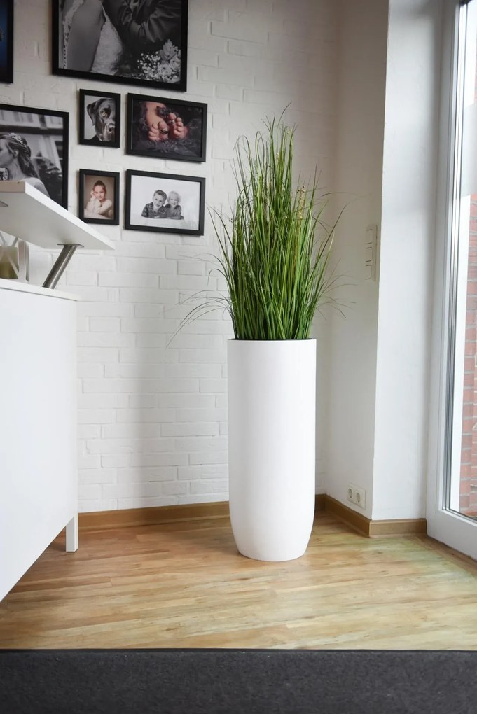 Kvetináč SOLERIO, výška 80 cm, sklolaminát, biely