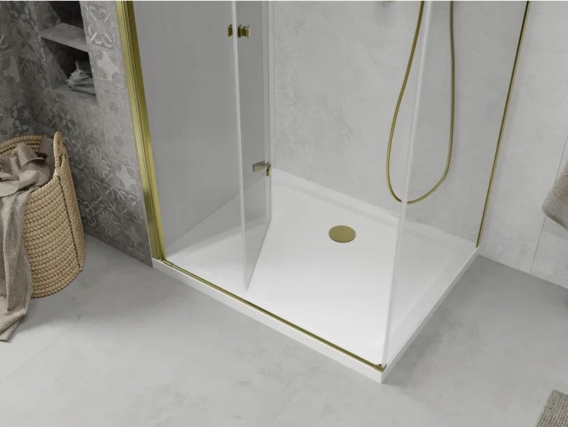 Mexen Lima sprchovací kút 100x70cm, 6mm sklo, zlatý profil - číre sklo + Slim sprchová vanička - 856-100-070-50-00-4010