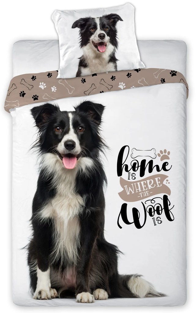 Dětské bavlněné povlečení BEST FRIENDS 022 160x200 cm + 70x80 cm bílo-hnědé