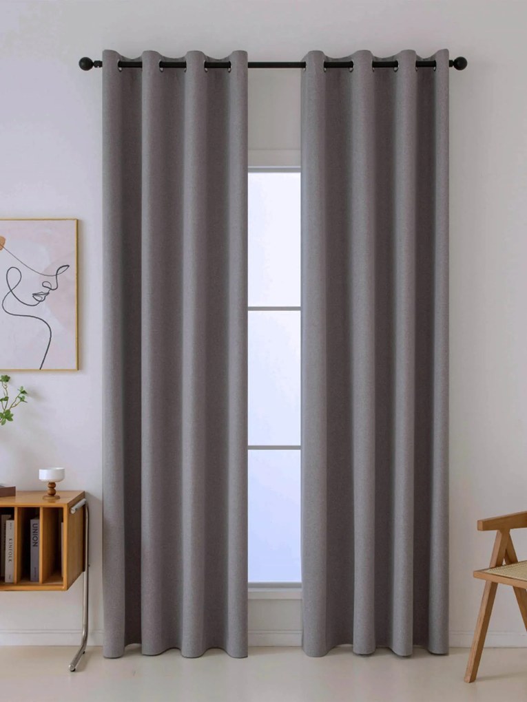 Blackout závesy Ricardo sivohnedé - 140 x 250 cm (2ks) - krúžky