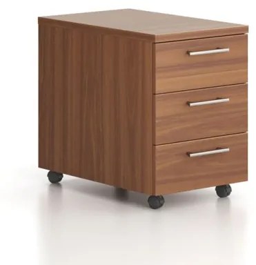 Kancelársky pojazdný kontajner SOLID, 3 zásuvky, 400 x 600 x 520 mm, orech