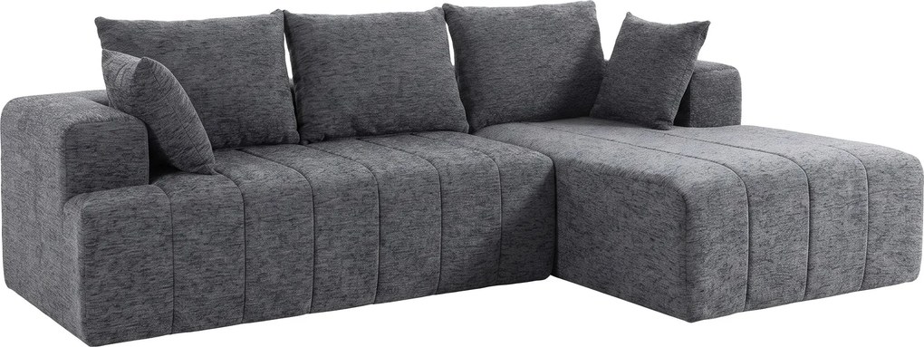 HOMCOM modulárna L‑rohová sedačka s otománom, rozkladacia chenille „Cloud“, 3‑miestna, sivá | Aosom