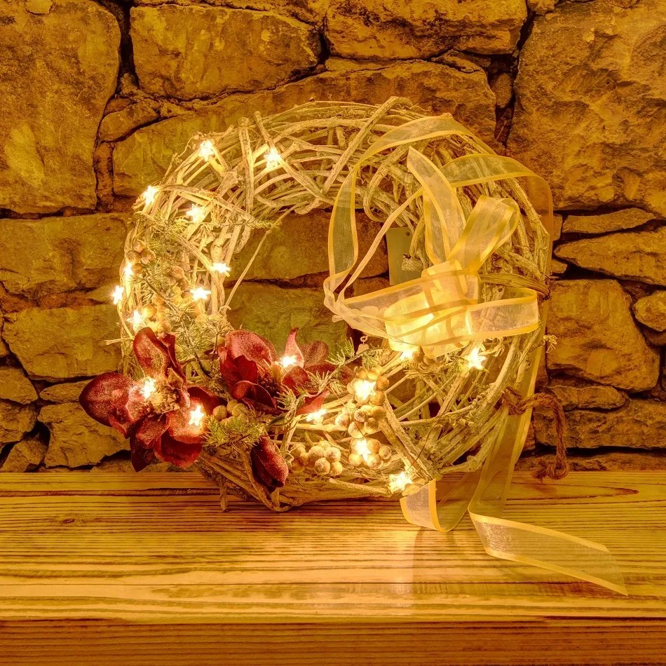 DECOLED LED světelný řetěz na baterie hvězdičky, teple bílá, 20 diod, 2,3 m