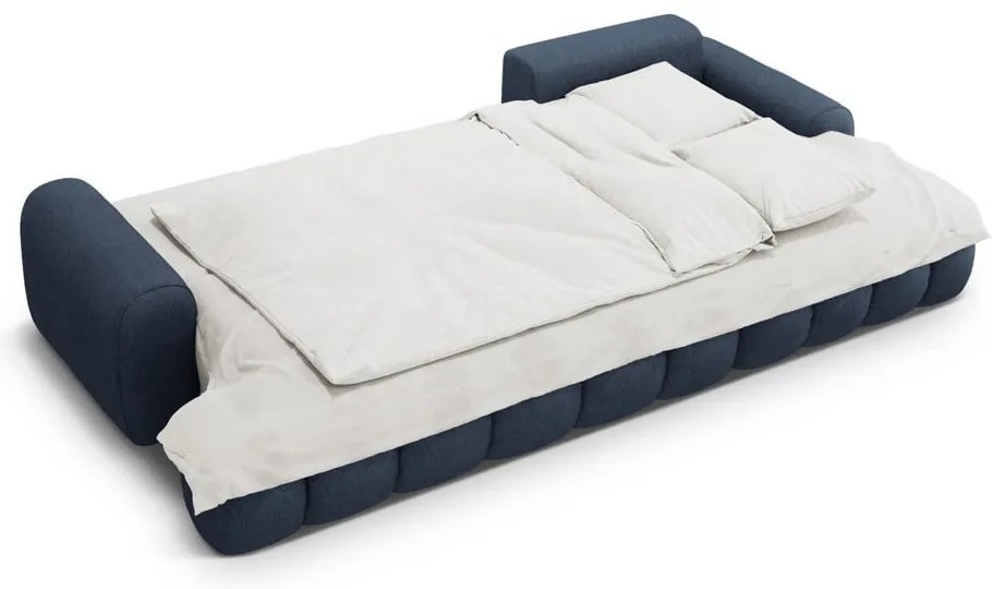 Tmavomodrá rozkladacia/s úložným priestorom rohová pohovka (pravý roh/s leňoškou) Linz – Cosmopolitan Design