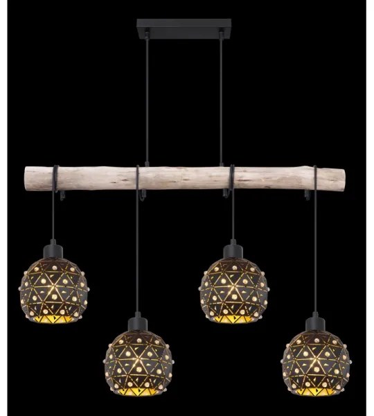 Globo 54029-4H - Závesný luster JODIE 4xE27/40W/230V béžová/čierna