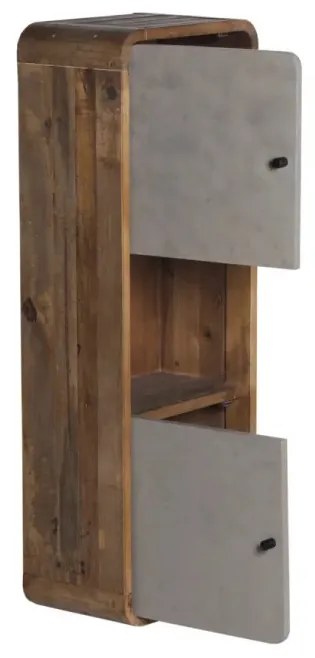 furniture-nabytek.cz - Masivní koupelnová skříňka Dingle z recyklované borovice a MDF, lakovaná, přírodní / šedá – 40×25×110 cm