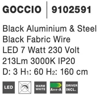 LED luster Goccio čierna