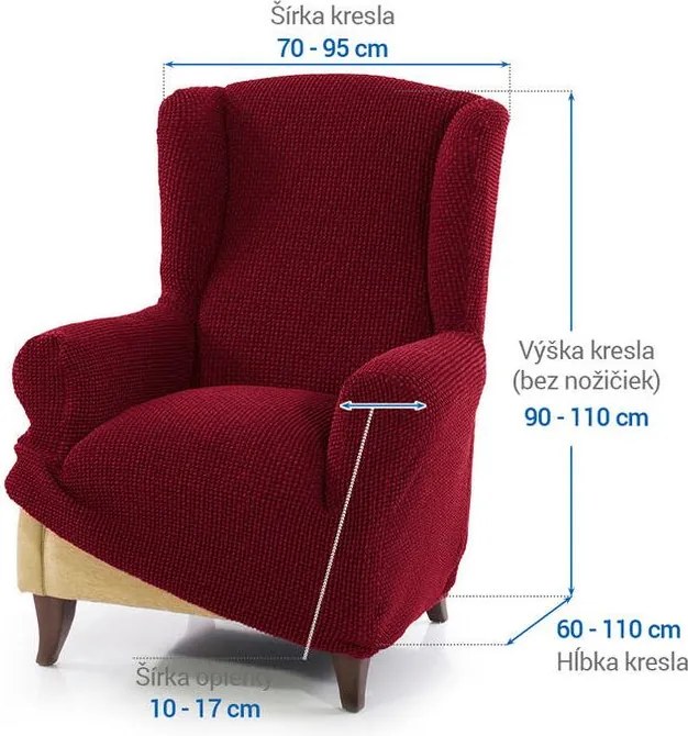 Super strečové poťahy NIAGARA bordó kreslo ušiak (š. 70 - 95 cm)