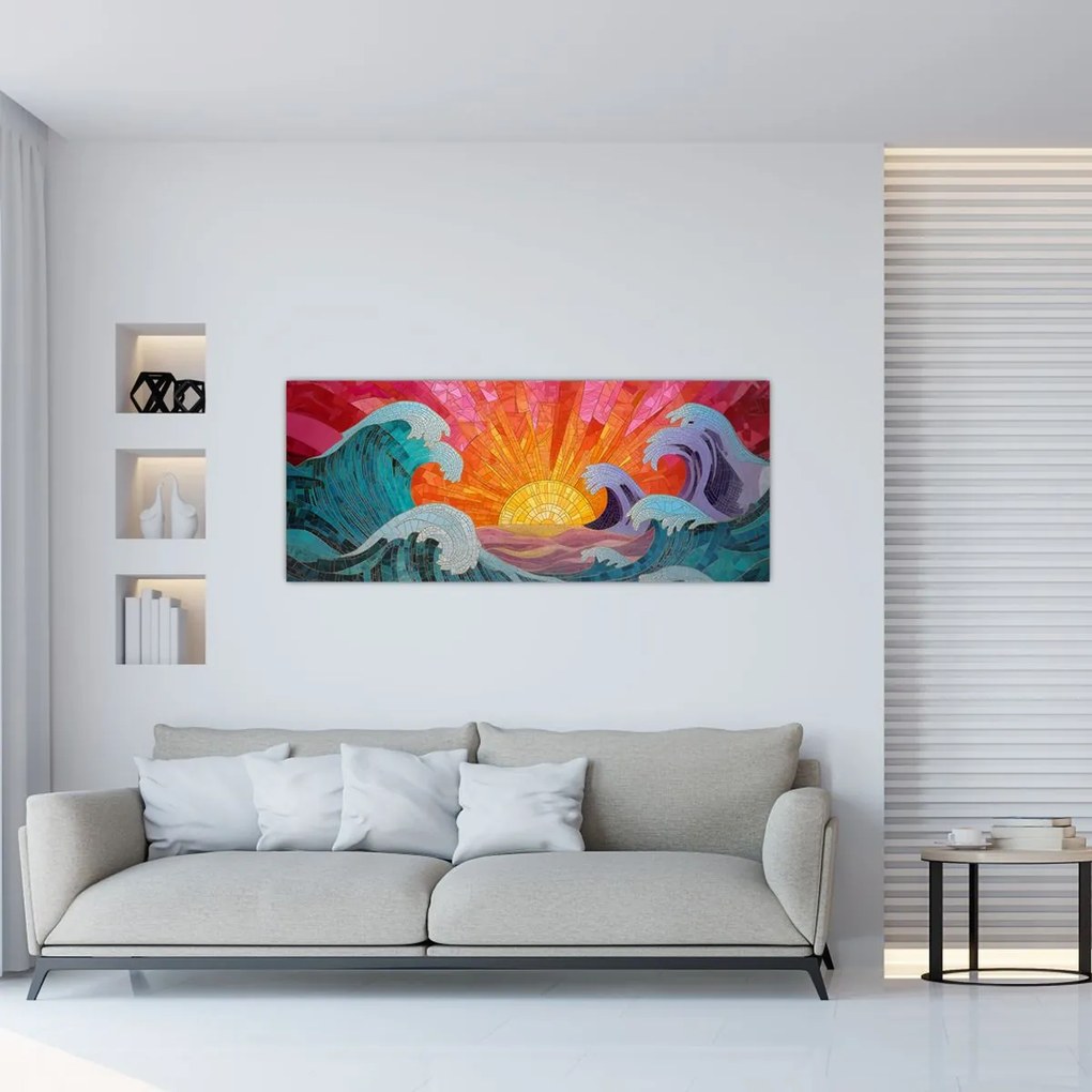 Obraz - Mozaika vĺn (120x50 cm)