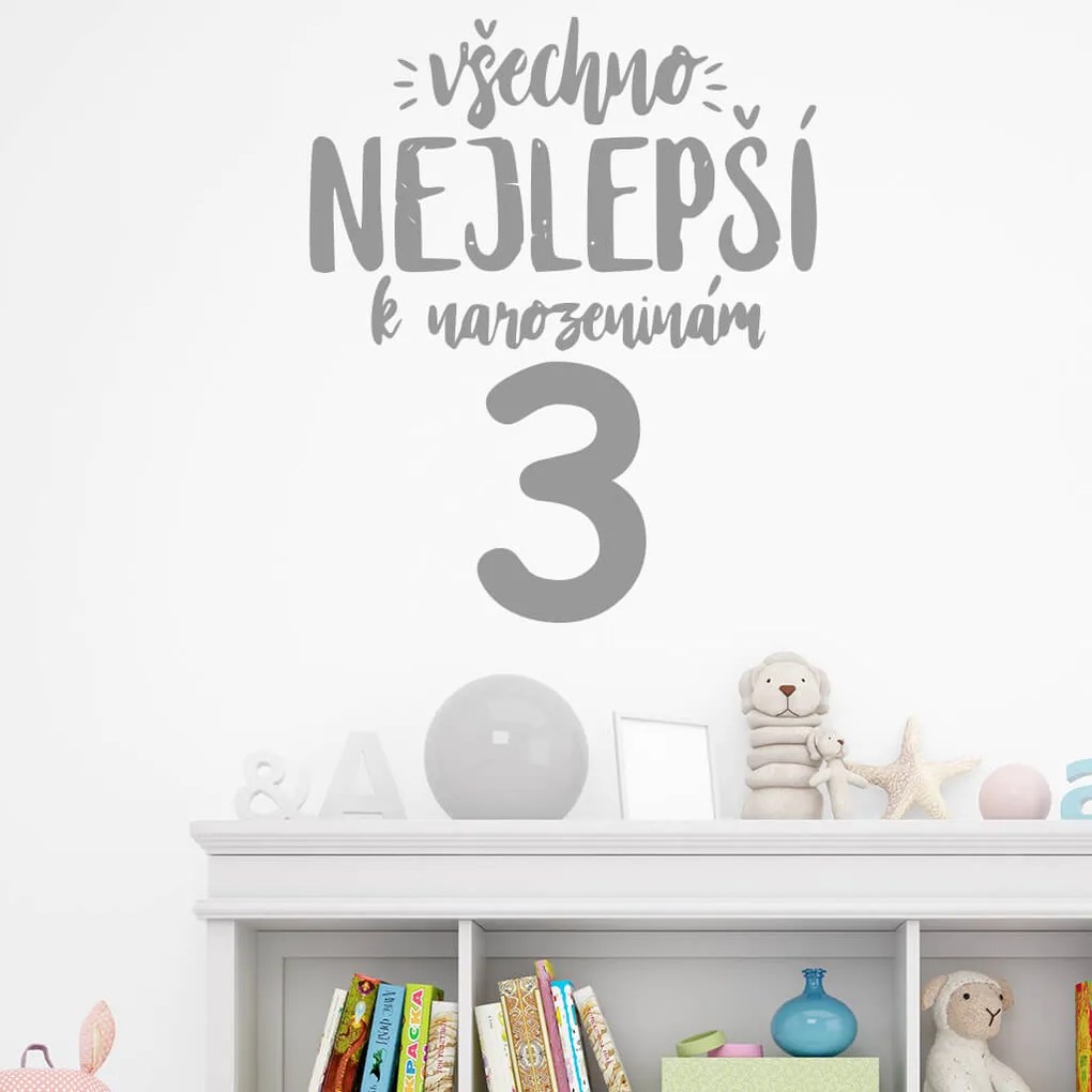 Veselá Stena Samolepka Všetko najlepšie Farba: fialová, Veľkosť: 60 x 50 cm