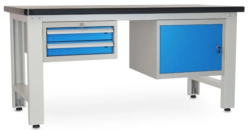 Dielenský stôl Solid MDF-21, 180 cm, 2 závesné boxy, čierna