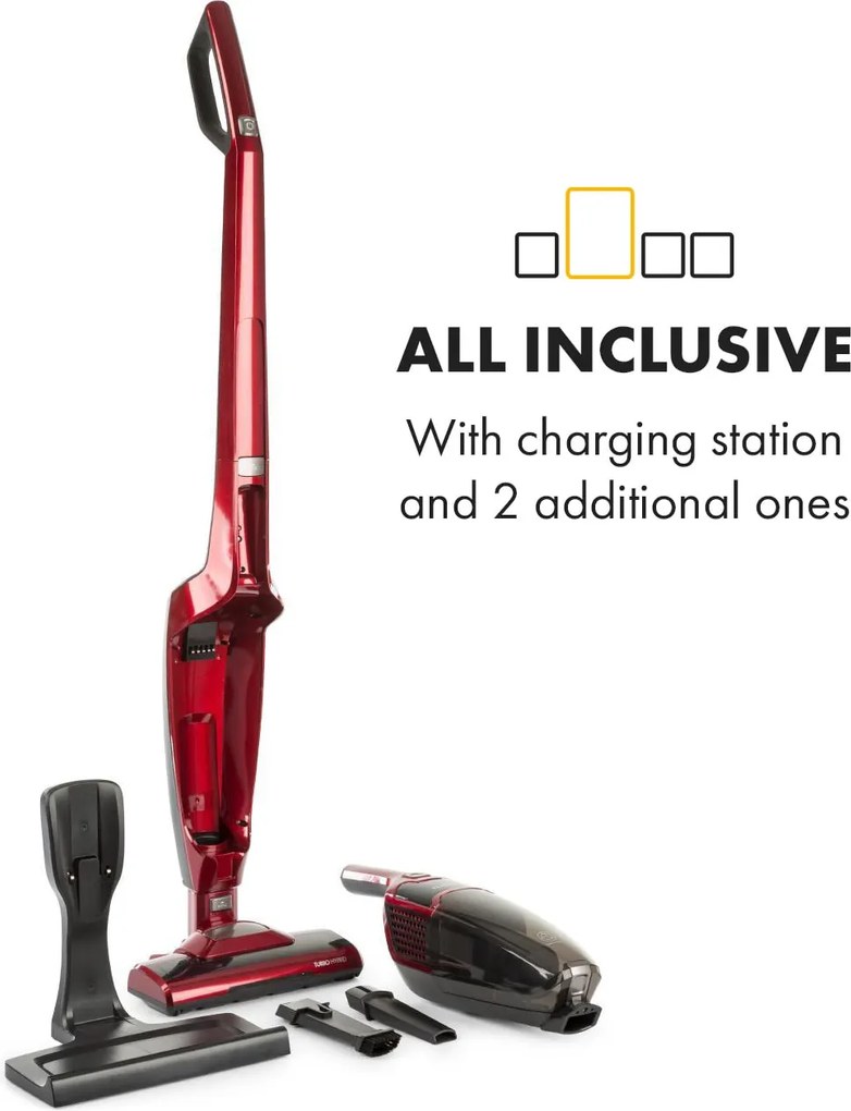 Klarstein TurboHybrid, vysávač, podlahový a ručný vysávač, metalický červený