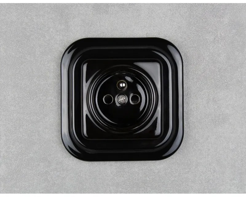 Elhard Štvorcová keramická zásuvka, čierna KV2100B