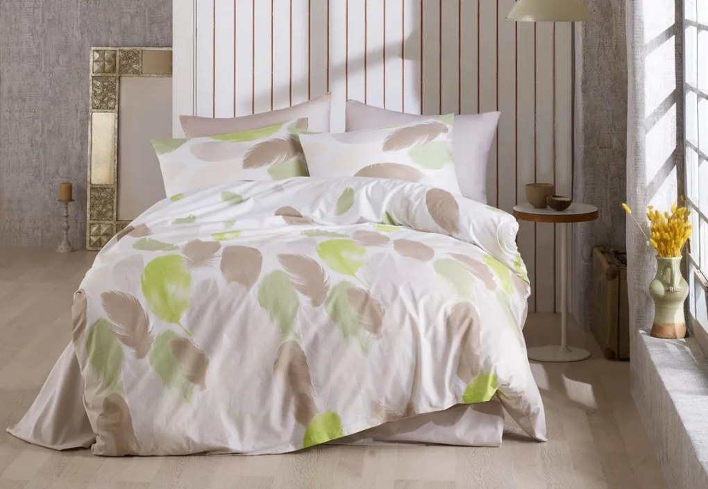 Brotex Predĺžené obliečky bavlna 140x220, 70x90 Nobles green zips