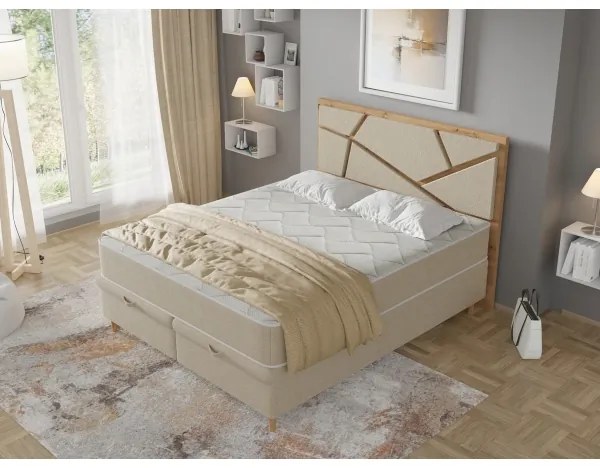 Čalúnená posteľ s matracmi a úložným priestorom NAOMI 180x200 cm béžová