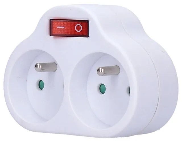 SOLIGHT Zásuvka rozbočovacia s vypínačom P97 2x 230V/10A, biela