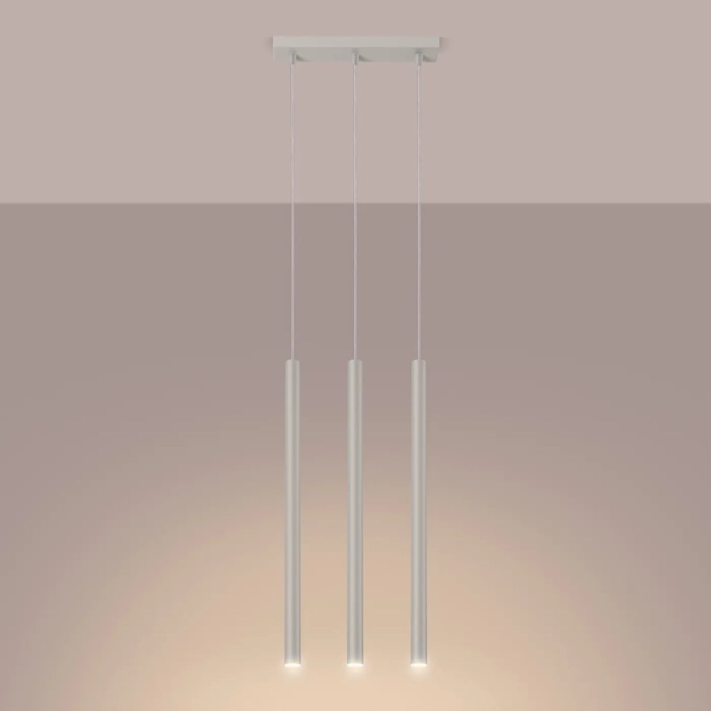 Závesné svietidlo Pastelo, 3x béžové kovové tienidlo