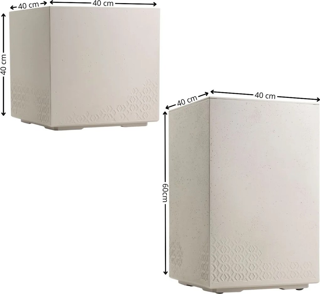 Sada 2 ks květináčů BETONIQUE 40x40/60x40 cm béžová