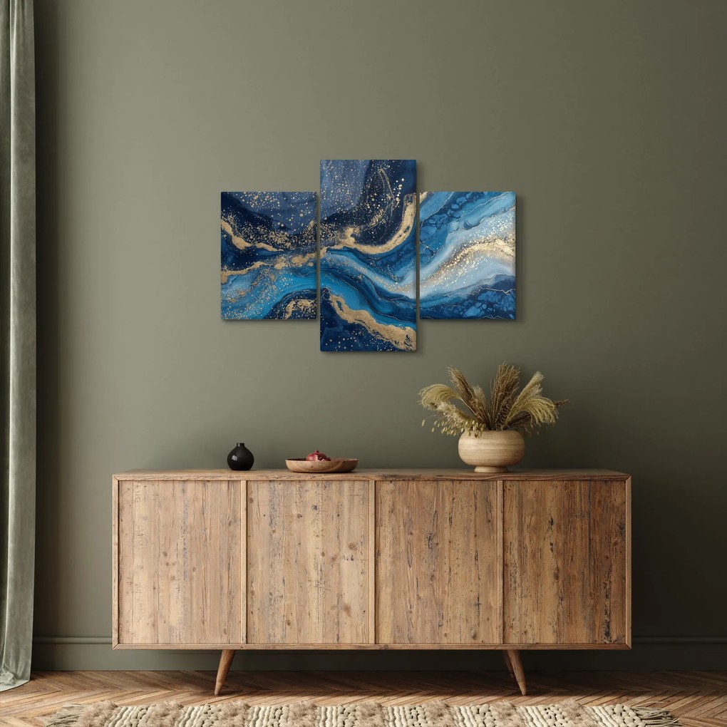 Obraz - Modrozlatý abstraktný mramor (90x60 cm)
