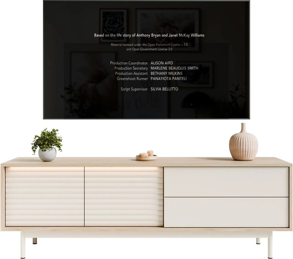 TV stolík QUENTIN dub + kašmír 160 cm