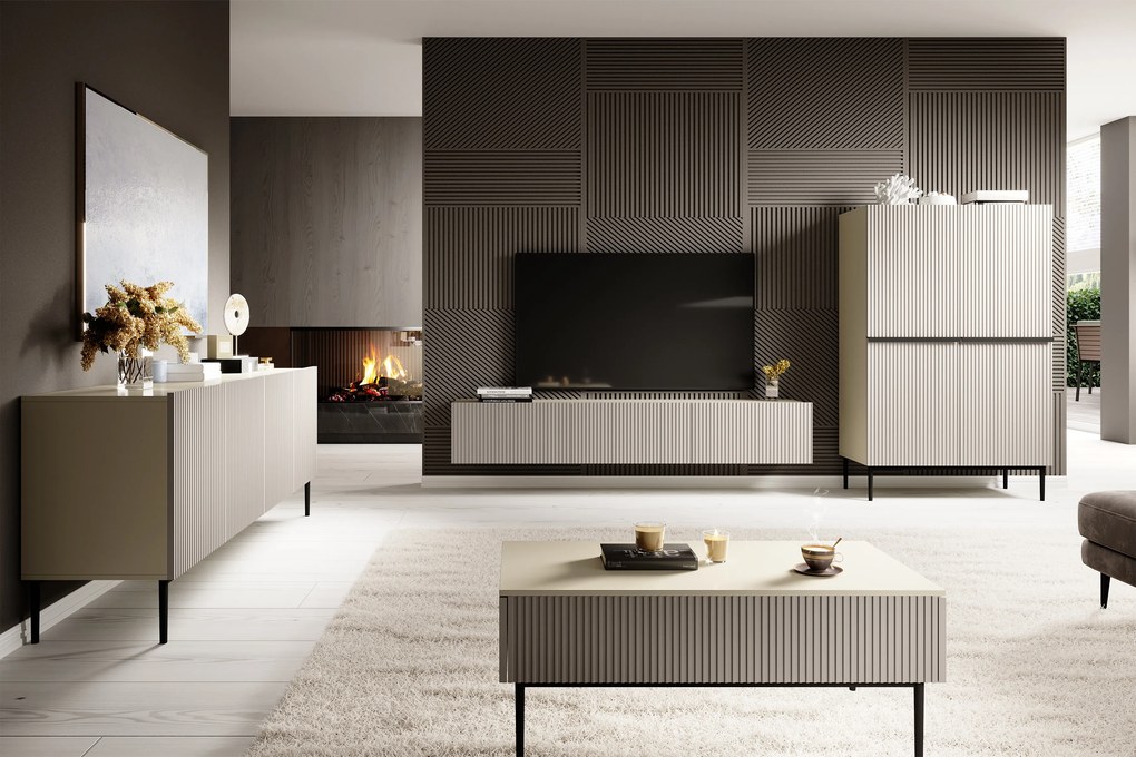 Závesná TV skrinka Nicole 200 cm so zásuvkou - kašmír mat