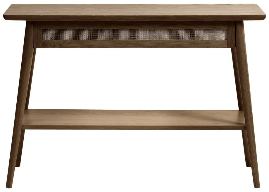 Hnedý konzolový stolík s doskou v dubovom dekore 40x110 cm Barrali – Unique Furniture