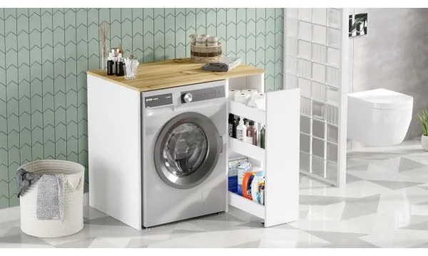 Skrinka na práčku s úložným priestorom 88,3x93,5 cm biela/orech