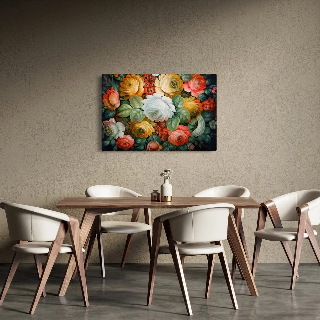 Obraz maľovanej kytice kvetov (90x60 cm)