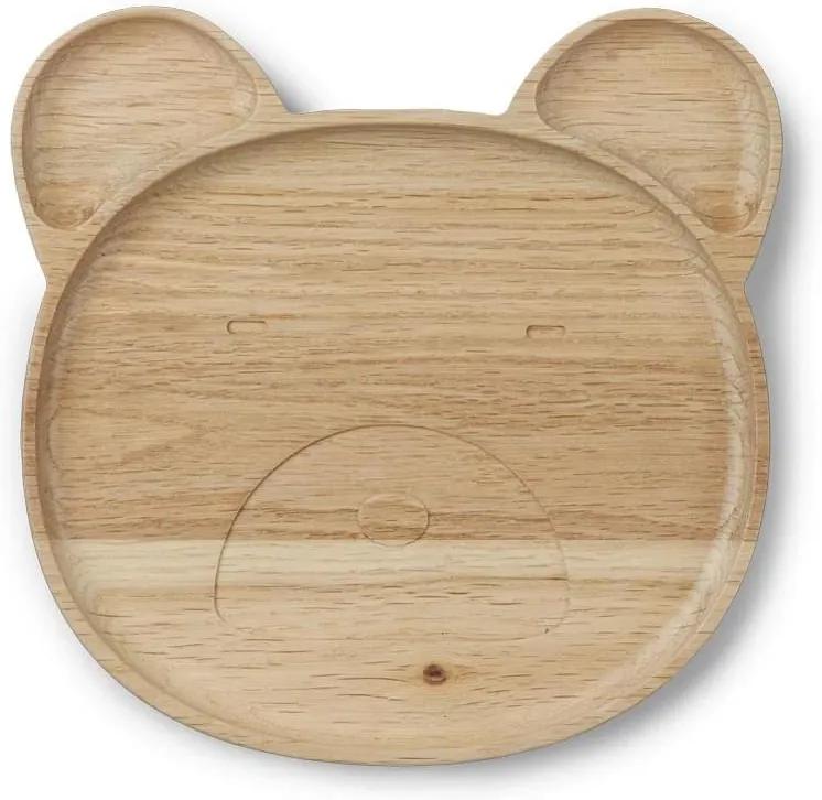 LIEWOOD Detský drevený tanierik Natural Oak Mr. Bear Plate