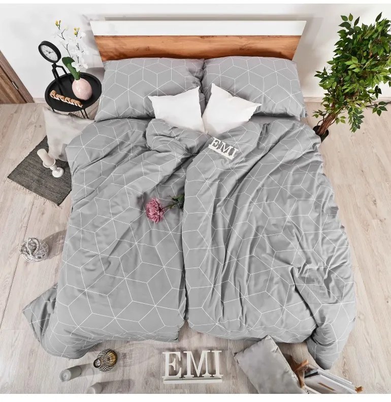 Obliečky bavlnené Alya grey EMI, Štandardný set jednolôžko obsahuje 1x 140x200 + 1x 70x90