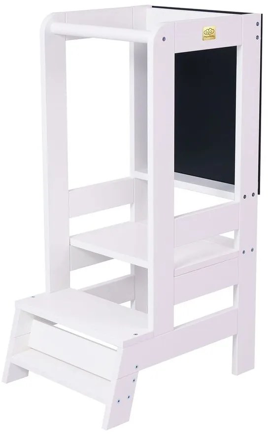 Biela učiaca veža z borovicového dreva Montessori – Meowbaby