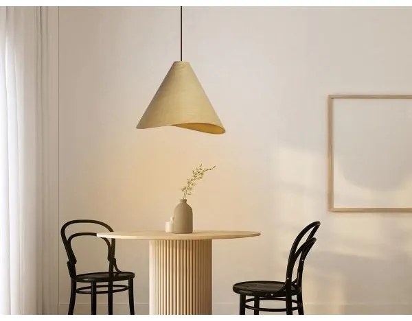 Drevený luster na lane 1xE27/60W/230V pr. 45 cm masív/dub/kaučukovník