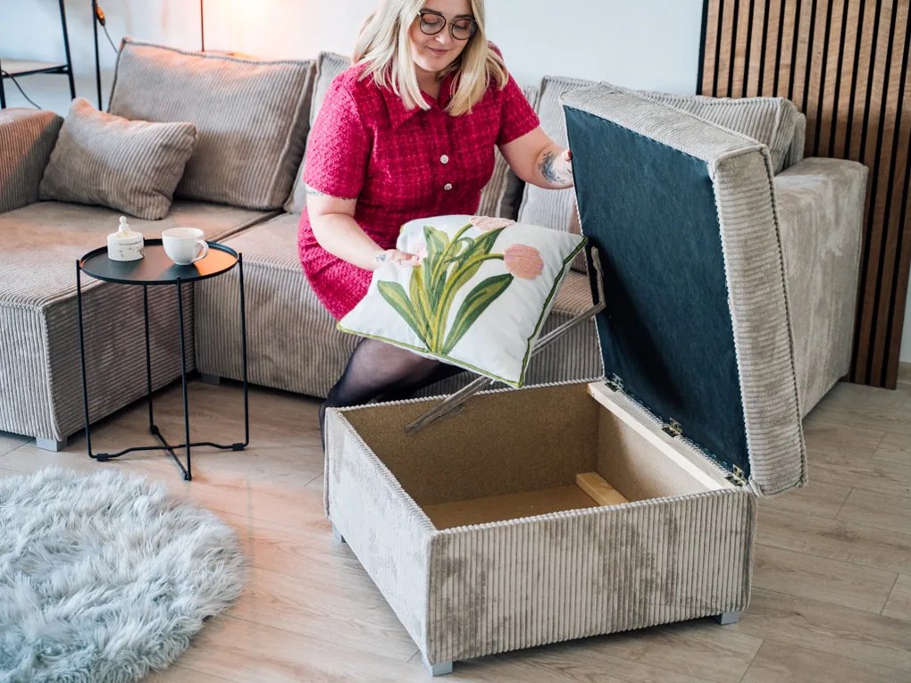 AKCIA Tmavomodrý taburet SMART COSARO s úložným priestorom 65x65 cm II. akosť